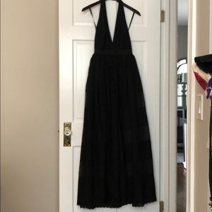 Long black lace dress